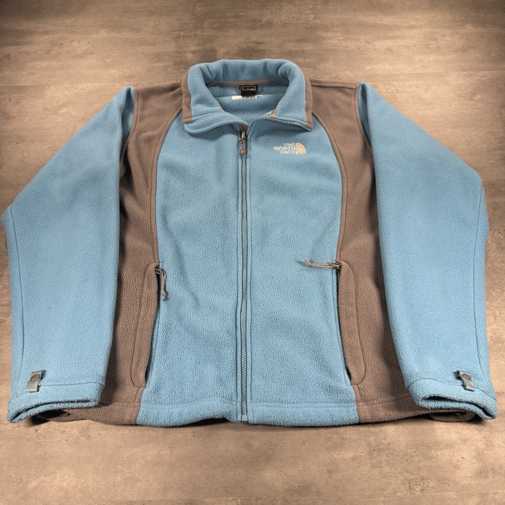 North Face Jacket Womens XL Light Baby Blue Gray Fleece Full Zip Vintage Y2K